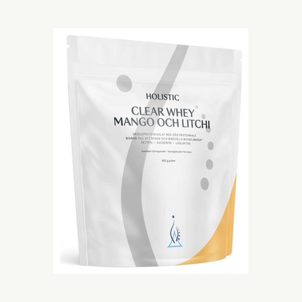 Förpackningen till Clear Whey Mango/Litchi 400g