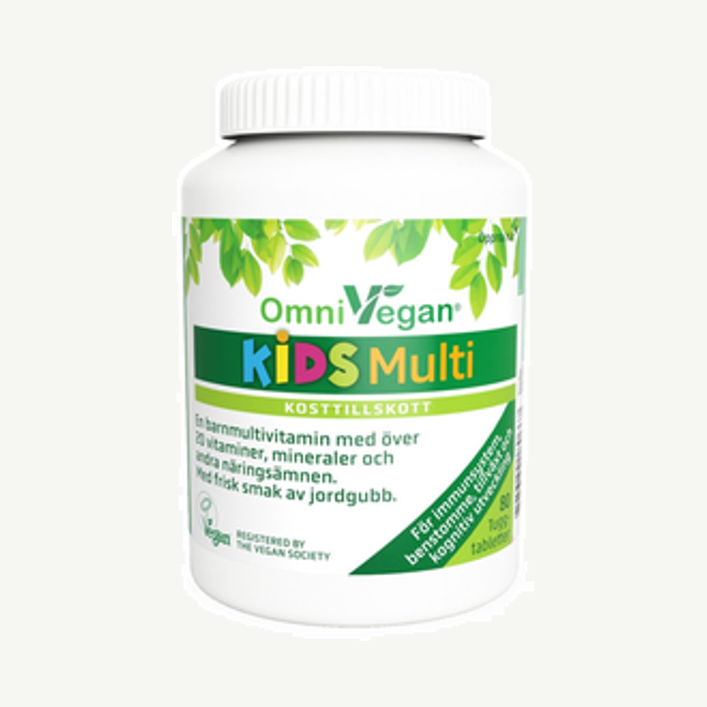 Förpackningen till OmniVegan Kids 80t