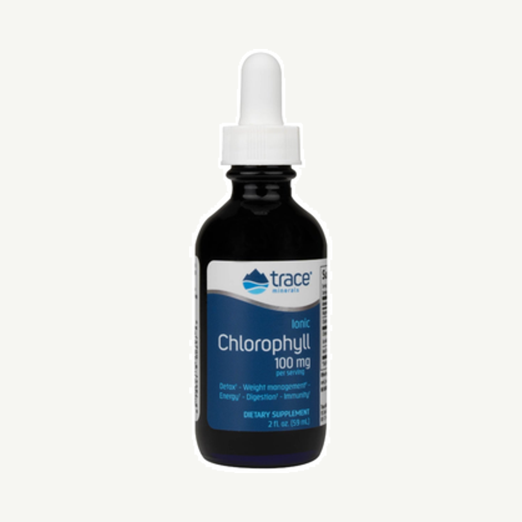 Förpackningen till Ionic Chlorophyll 100mg 59ml