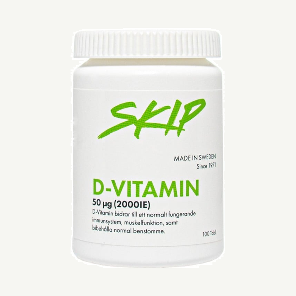 Förpackningen till Skip D-vitamin 50 µg 100 tabletter
