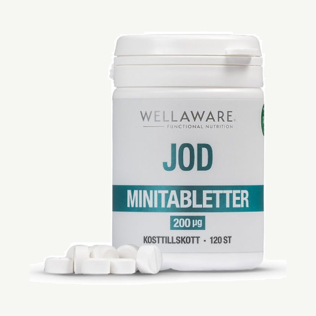 Förpackningen till WellAware Jod 200 µg minitabletter 120 st