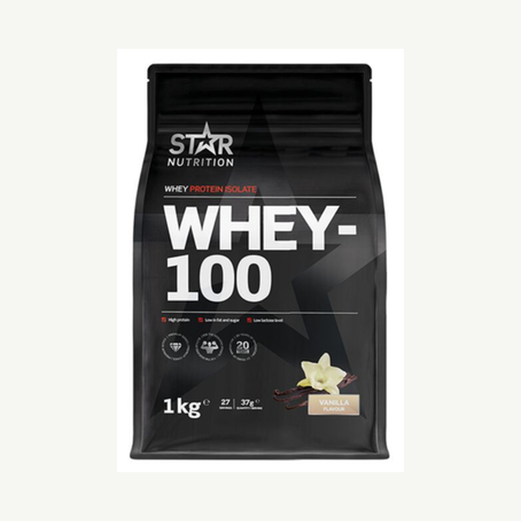 Förpackningen till Whey-100 Vanilj 1kg