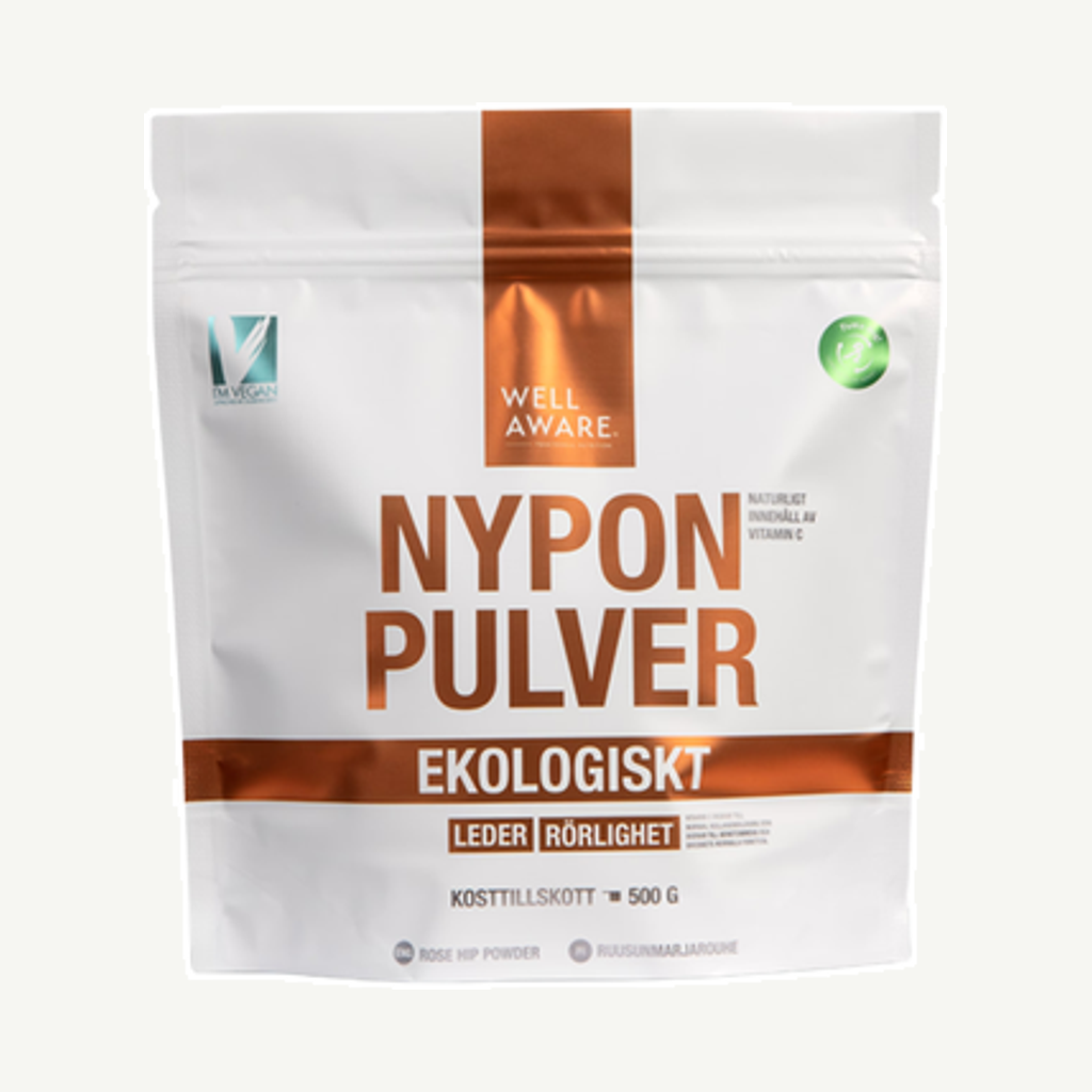 Förpackningen till Nyponpulver Grovmalet 500g