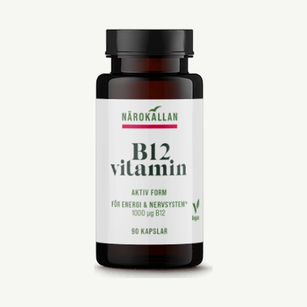 Förpackningen till Närokällan B12 1000 mcg 90 kapslar
