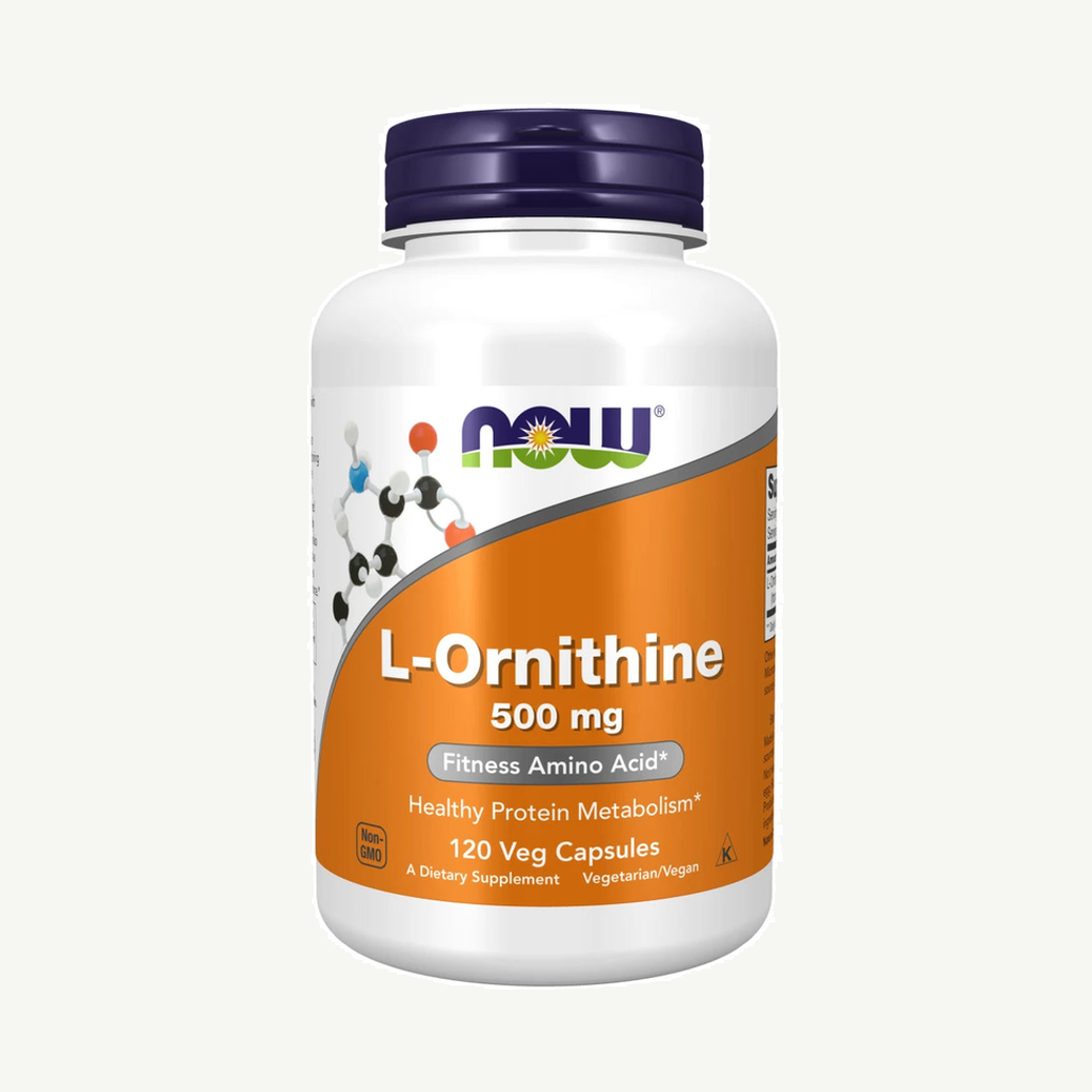 Förpackningen till NOW L-Ornithine 500 mg 120 caps