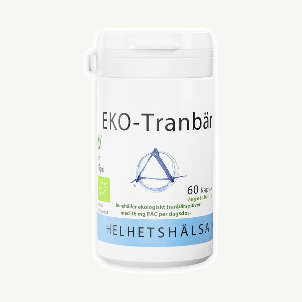 Förpackningen till Helhetshälsa EKO-Tranbär 60 kapslar