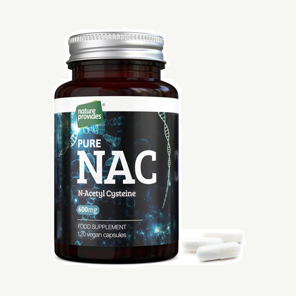 Förpackningen till NAC (N-Acetyl Cysteine) 120 kapslar