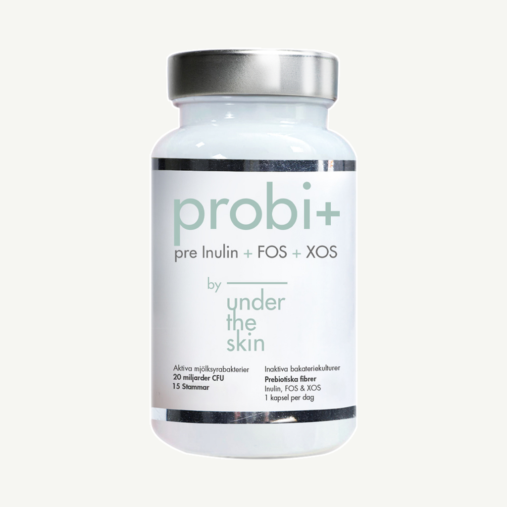 Förpackningen till Under the Skin Probi+  Pre Inulin FOS+XOS 60 kapslar