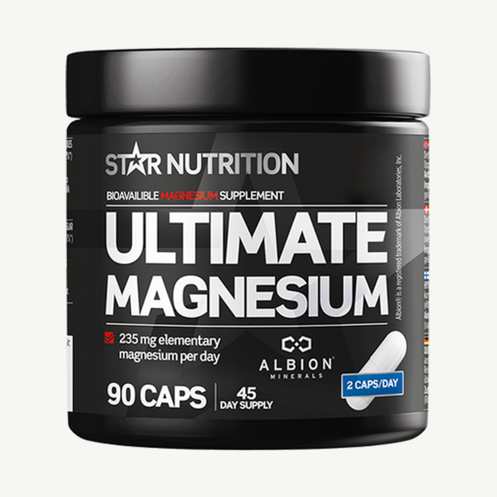 Förpackningen till Ultimate Magnesium 90 kapslar