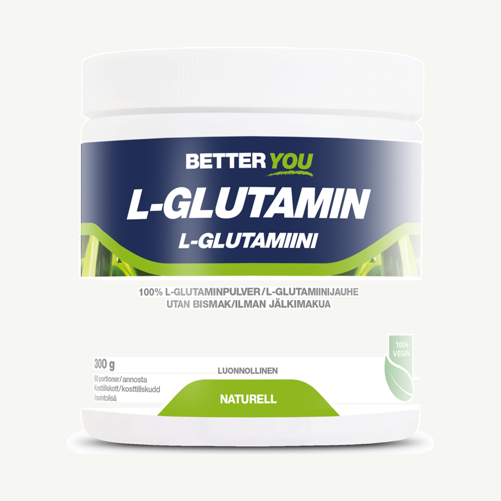 Förpackningen till Better You Naturligt L-Glutamin Naturell 300 g