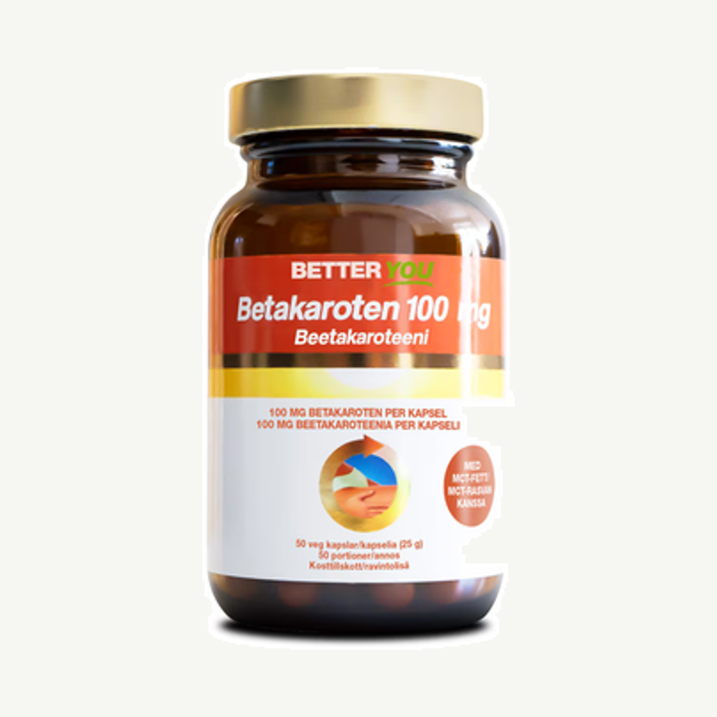 Förpackningen till Betakaroten 100mg 50k
