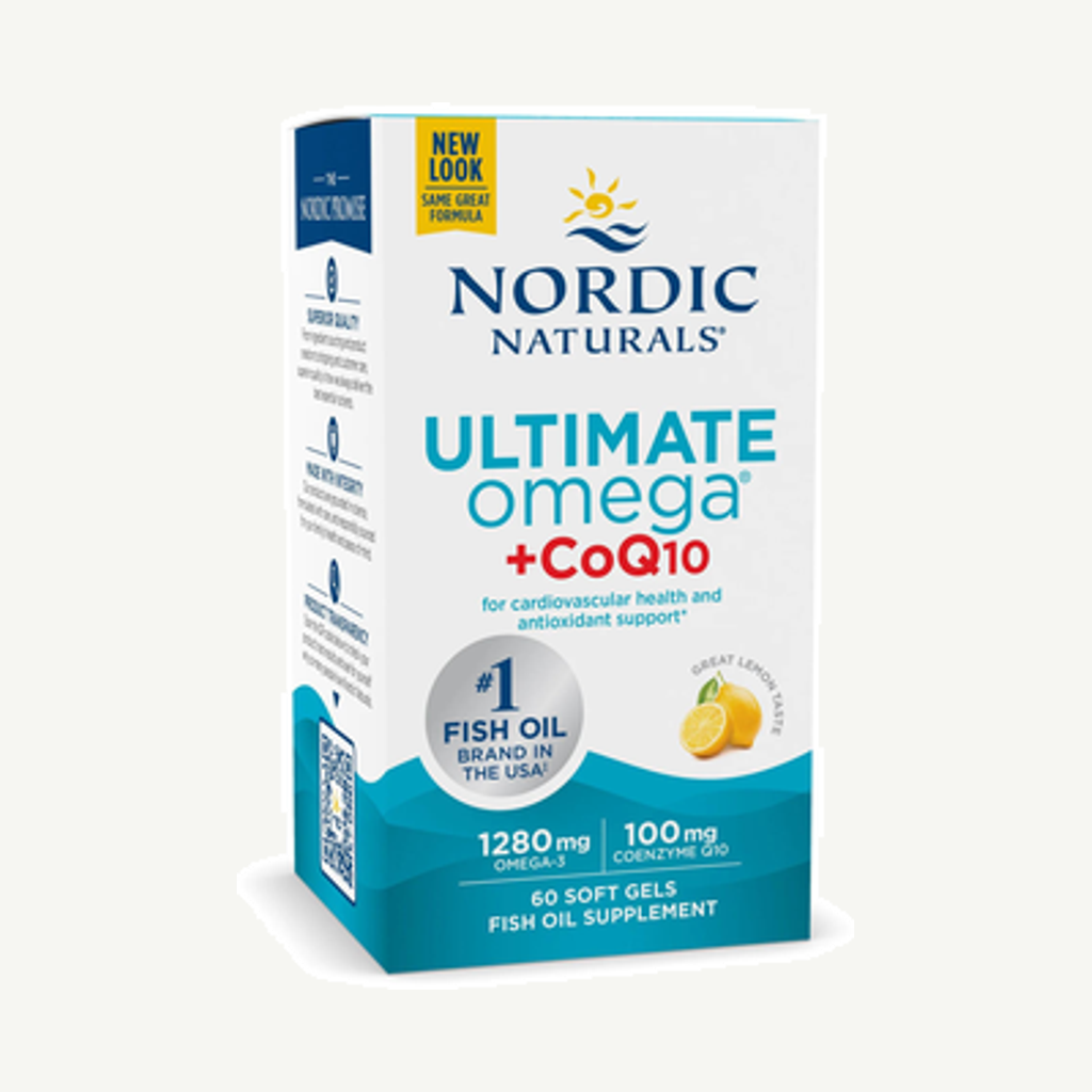 Förpackningen till Ultimate Omega + CoQ10 1280mg 60k