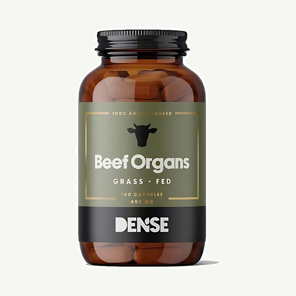 Förpackningen till Dense Beef Organs 180 caps