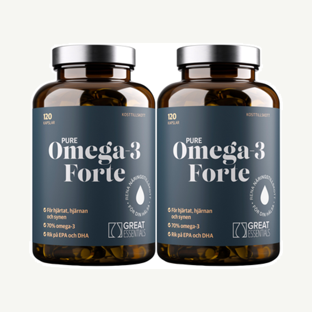 Förpackningen till Omega-3 Vildfångad Fisk 1200mg Ekonomipack 2x120k