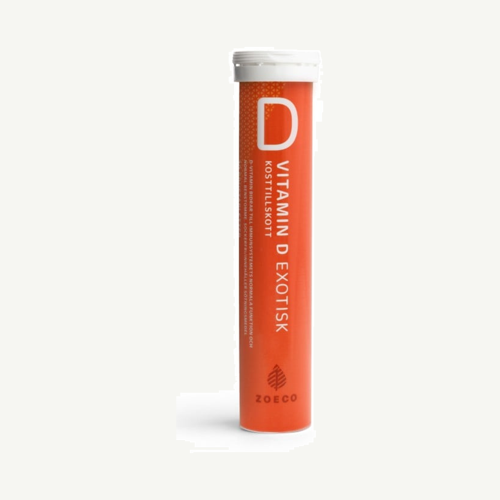 Förpackningen till Zoeco Vitamin D Exotisk 20 brustabletter