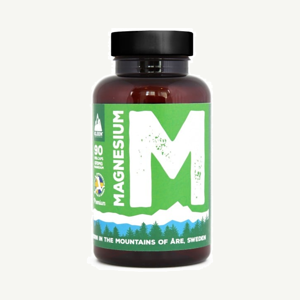 Förpackningen till Kleen Magnesium 670 mg 90 kapslar