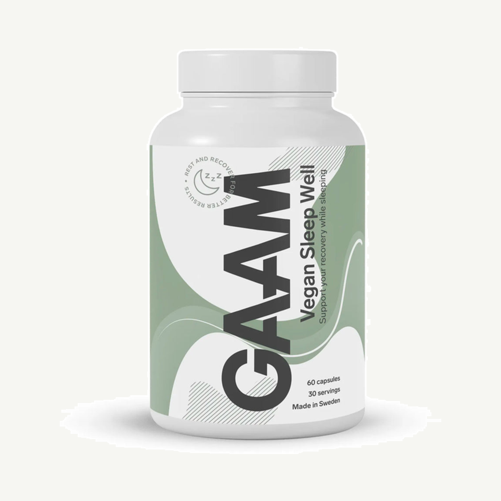 Förpackningen till GAAM Vegan Sleep Well 60 caps