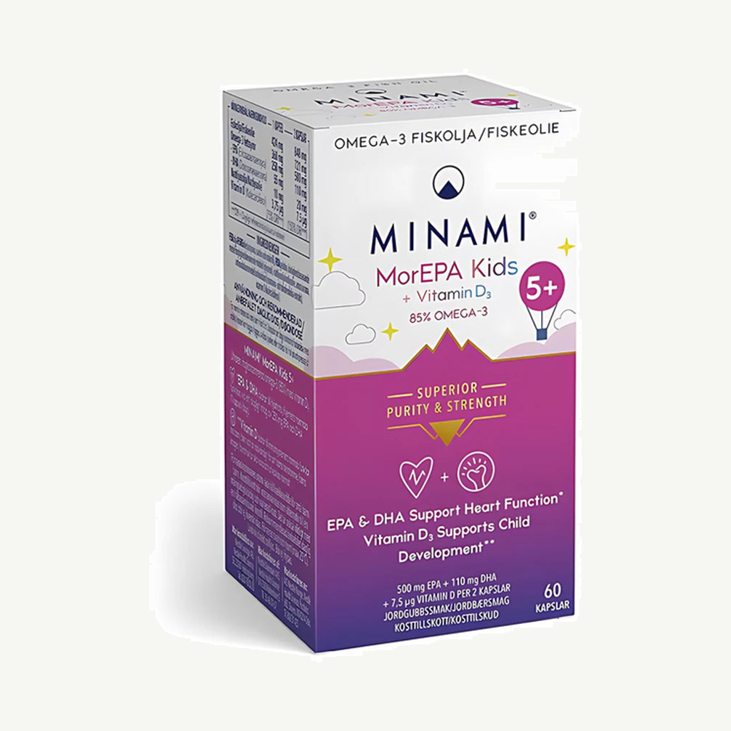 Förpackningen till Minami MorEPA Kids 85% 60 caps