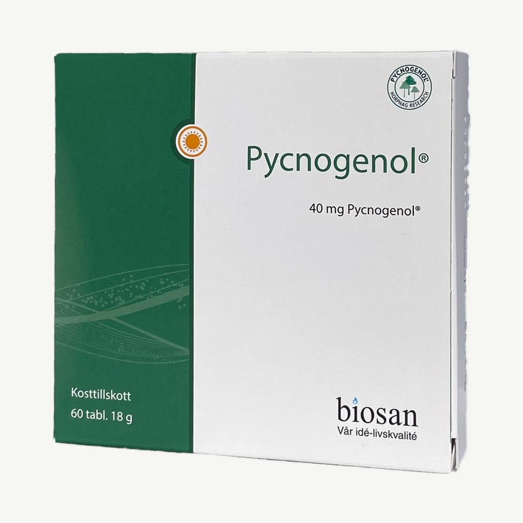 Förpackningen till Biosan Pycnogenol 60 tabletter