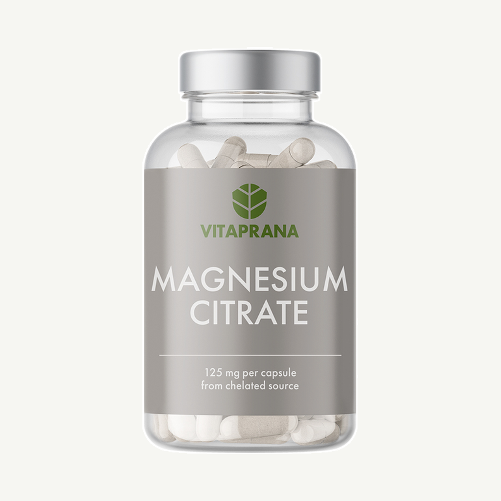 Förpackningen till Vitaprana Magnesium Citrate 125mg 100 kapslar