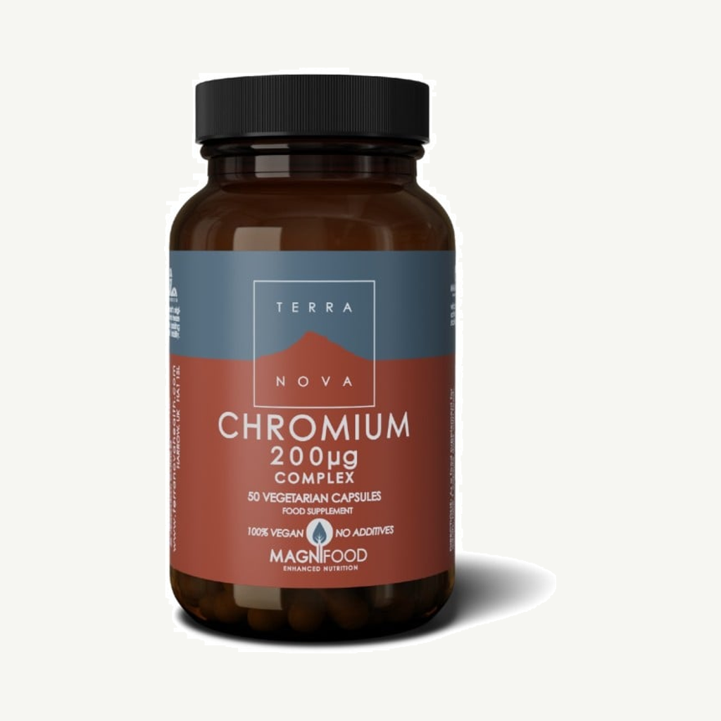Förpackningen till Terranova Chromium 200 ug 50 kapslar