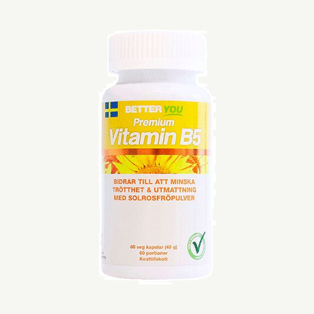 Förpackningen till Premium Vitamin B5 60 kapslar