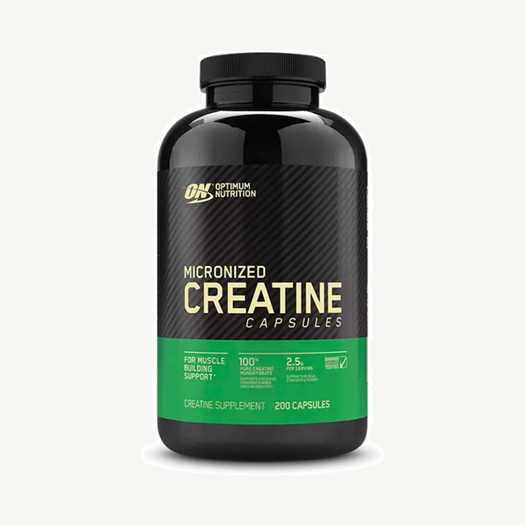 Förpackningen till Optimum Nutrition Creatine Capsules 200 caps