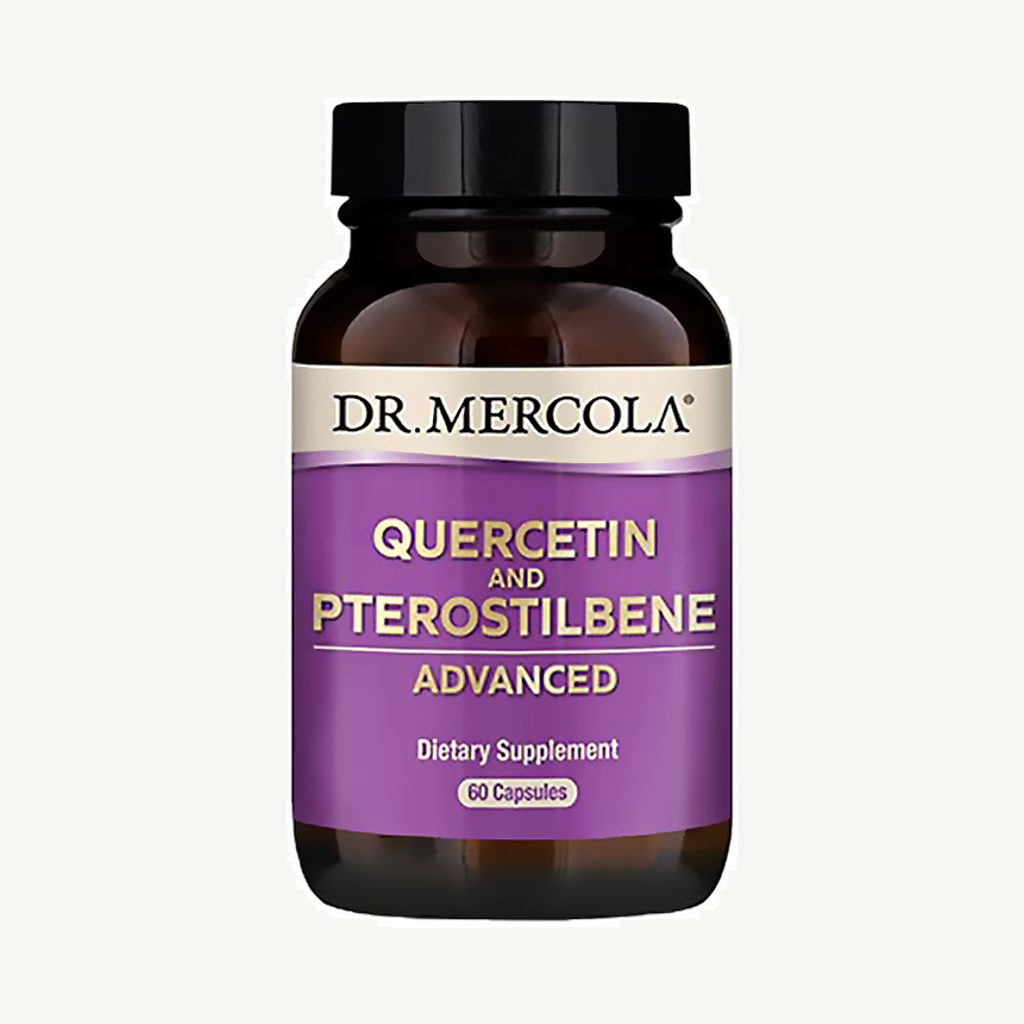 Förpackningen till DR.MERCOLA Quercetin & Pterostilben 60 kapslar