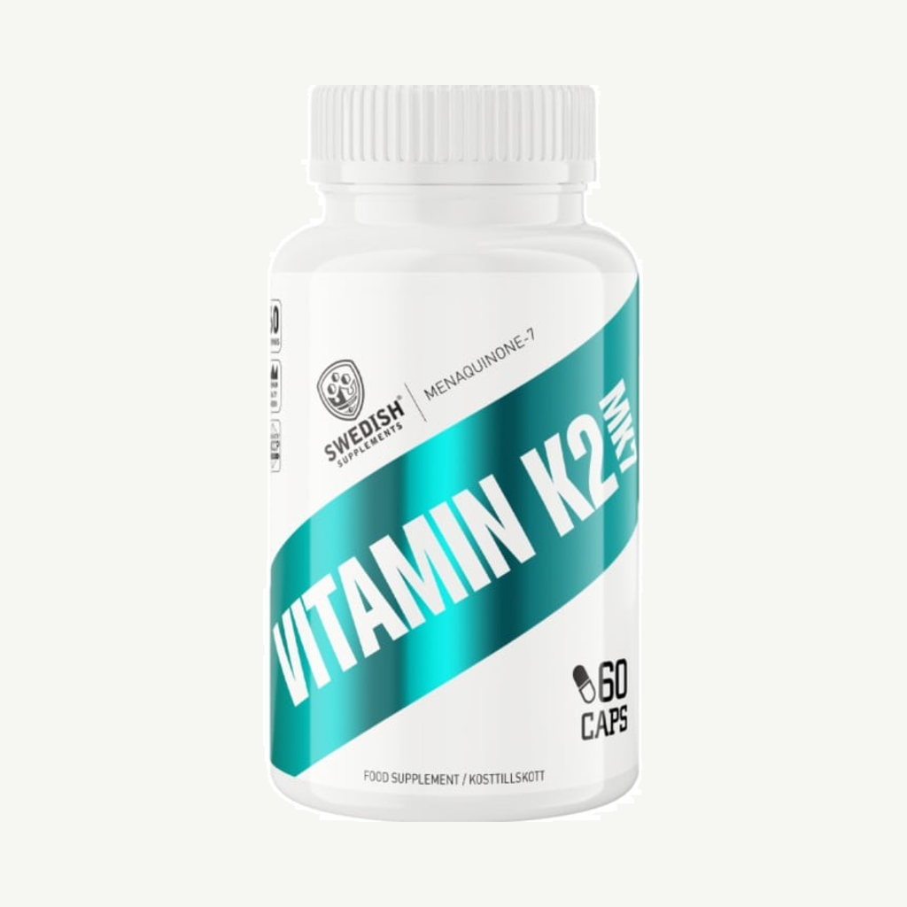 Förpackningen till Swedish Supplements Vitamin K2 MK7, 60 kapslar
