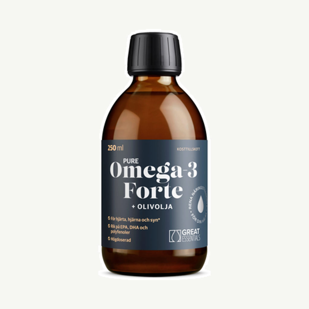 Förpackningen till Omega-3 Forte 2576mg + Olivolja 250ml