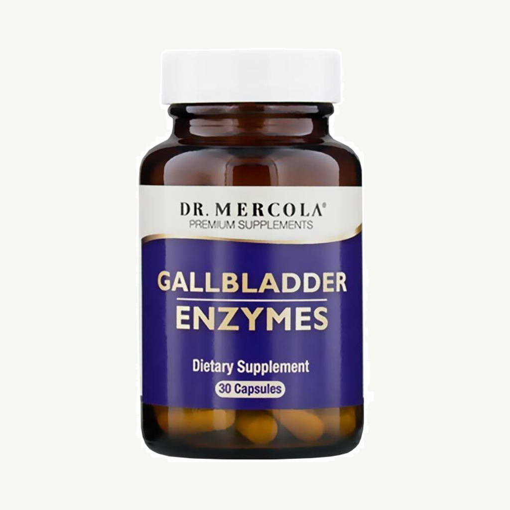 Förpackningen till DR.MERCOLA Gallbladder Enzymes 30 kapslar