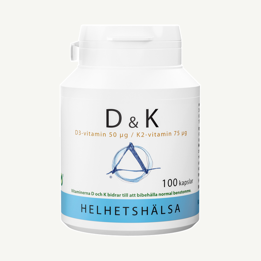 Förpackningen till Helhetshälsa D & K 100 kapslar