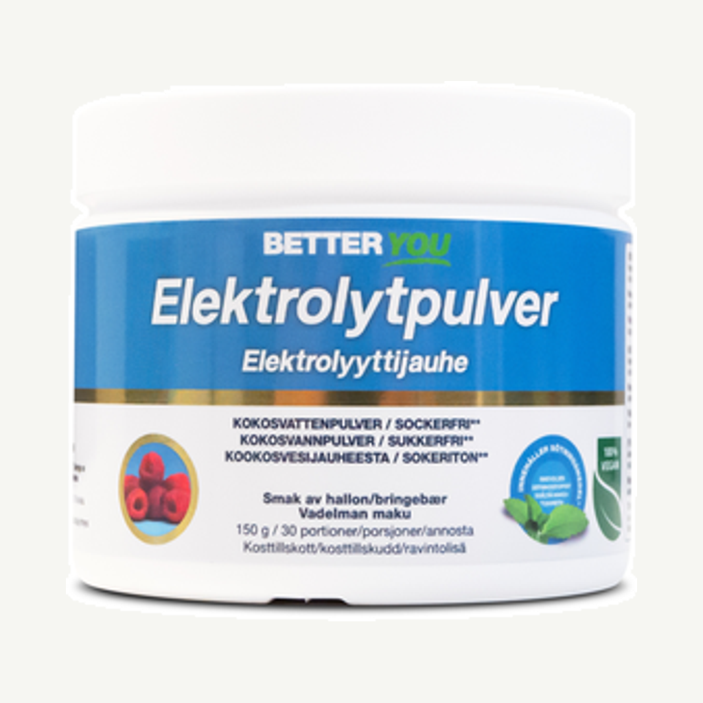 Förpackningen till Elektrolytpulver Hallon 150g