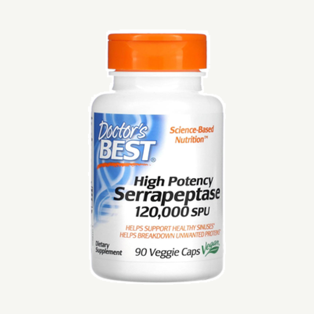 Förpackningen till Serrapeptase 120000SPU 90k
