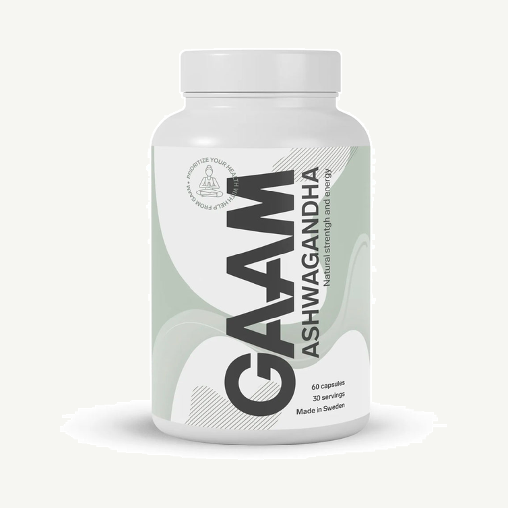 Förpackningen till GAAM Ashwagandha 60 caps