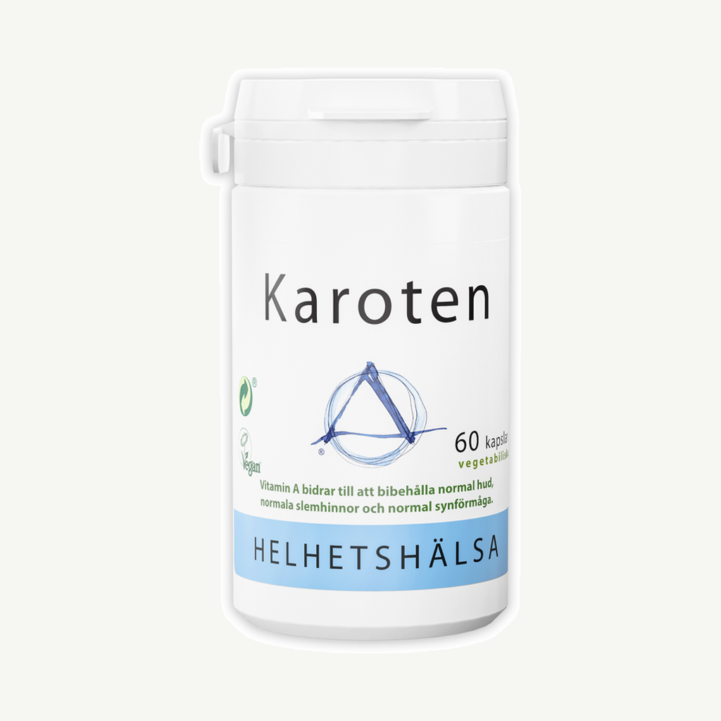 Förpackningen till Helhetshälsa Karoten 60 kapslar