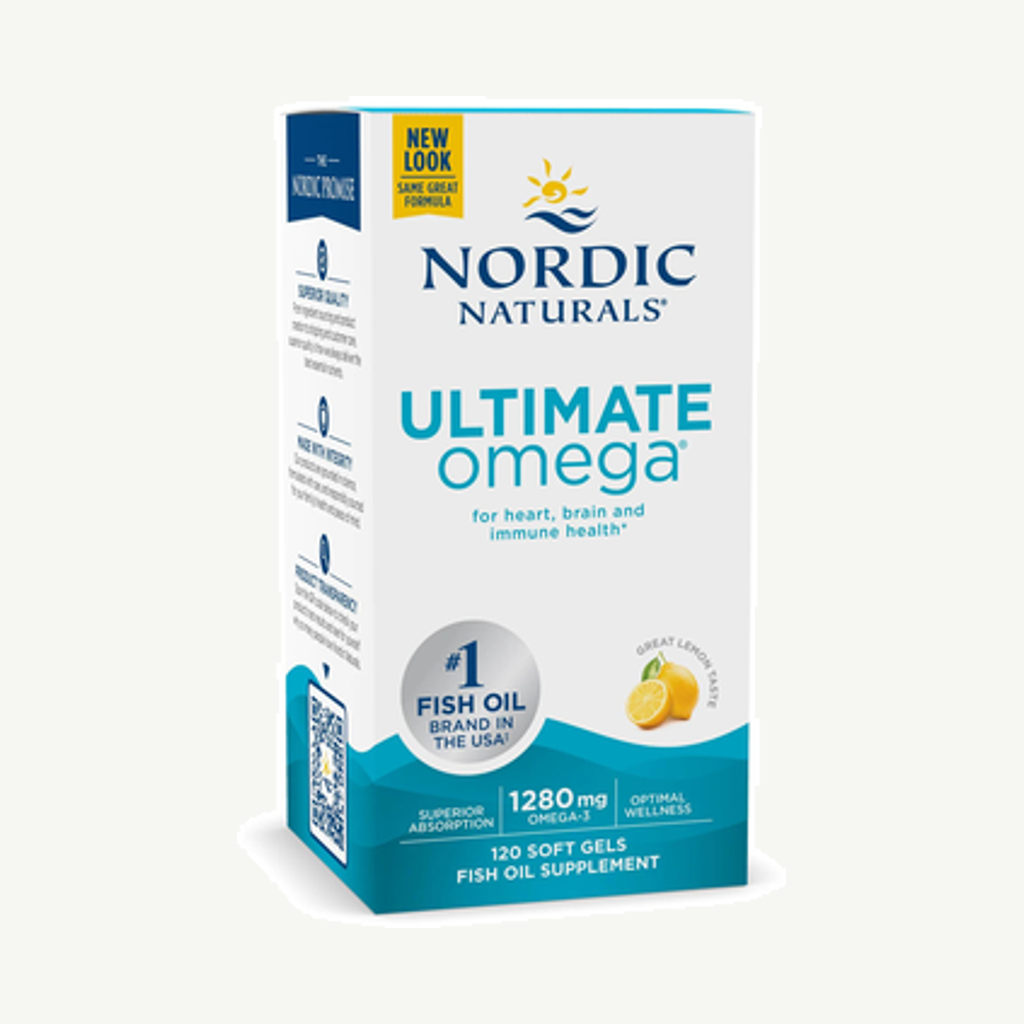Förpackningen till Ultimate Omega 1280mg 120k