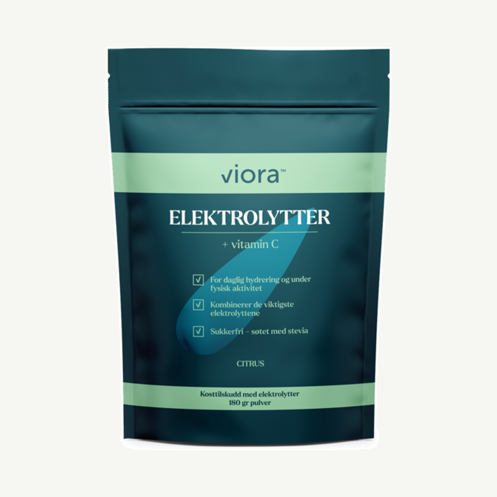 Förpackningen till Viora Elektrolytpulver Citrus 180 g