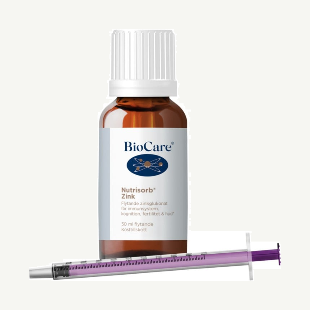 Förpackningen till BioCare Nutrisorb Zink 30 ml
