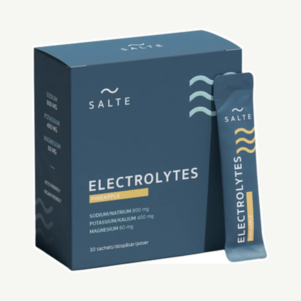 Förpackningen till Salte Elektrolyter Ananas 30 st