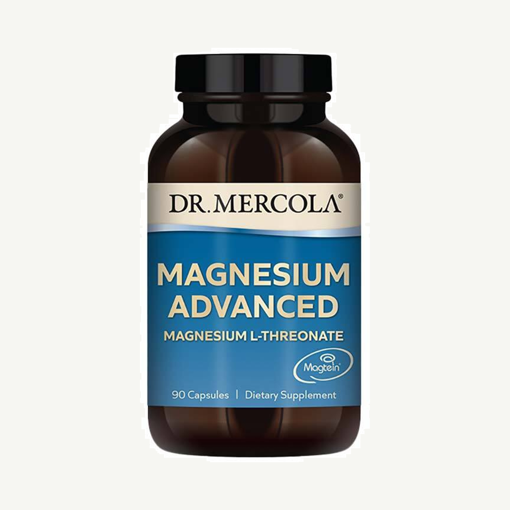 Förpackningen till Dr. Mercola Magnesium Advanced L-treonat 90 kapslar