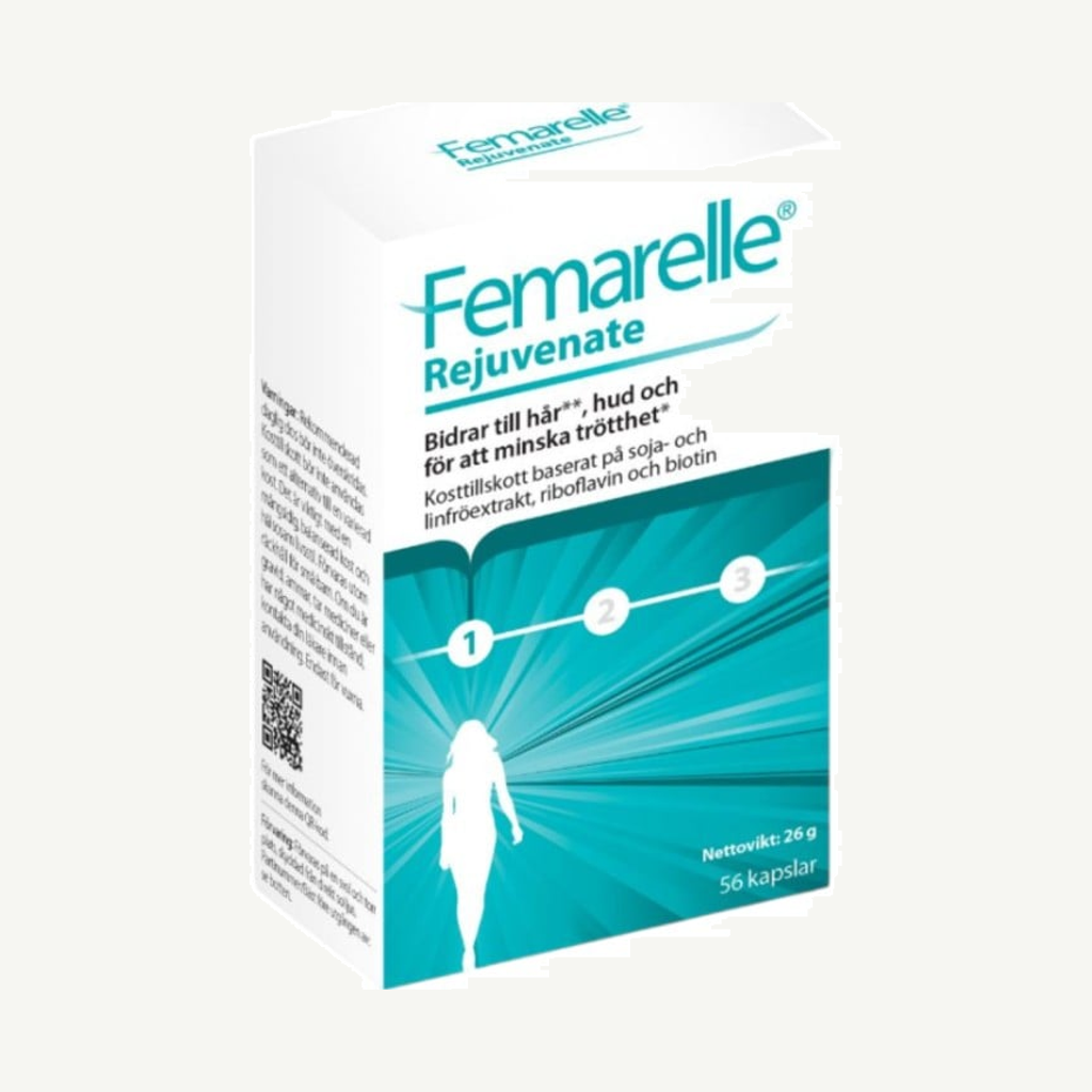 Förpackningen till Femarelle Rejuvenate 56 kapslar