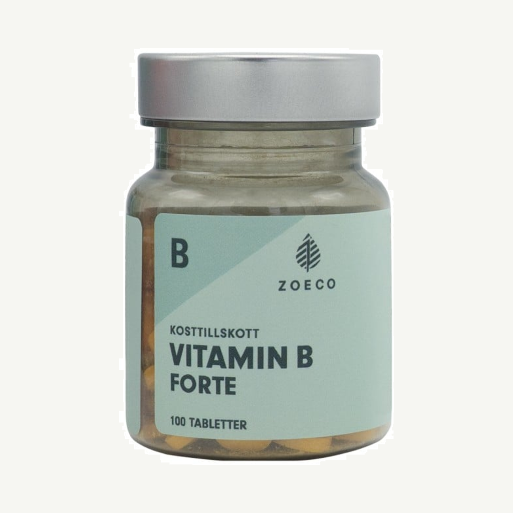 Förpackningen till Zoeco Vitamin B Forte 100 tabletter