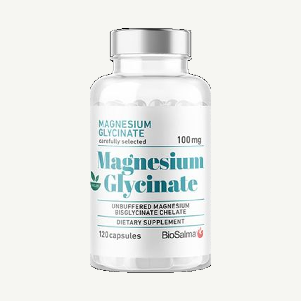 Förpackningen till BioSalma Magnesium Glycinate Kapslar 120 st
