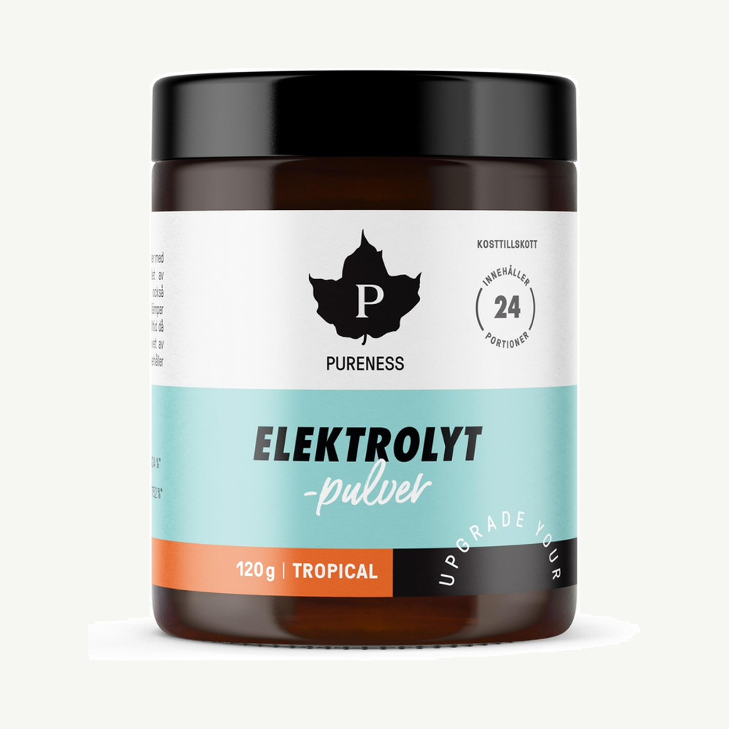 Förpackningen till Pureness Elektrolytpulver Tropical 120g