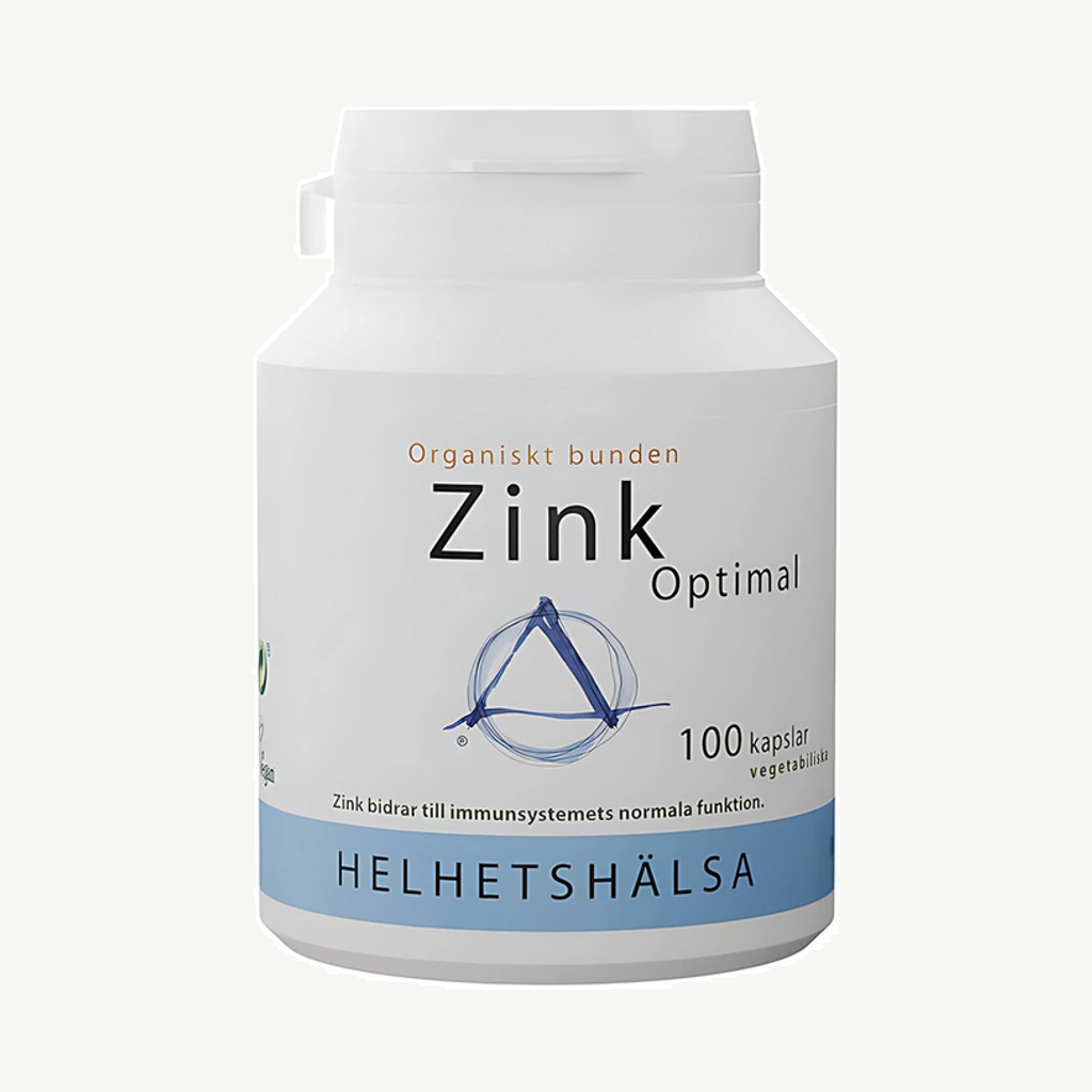 Förpackningen till Helhetshälsa Zink Optimal 100 caps