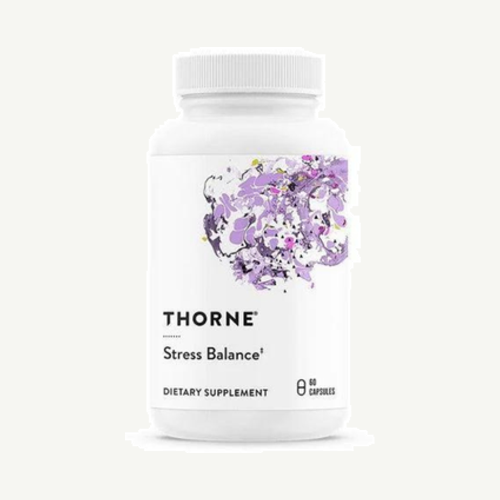 Förpackningen till Thorne Stress Balance 60 kapslar