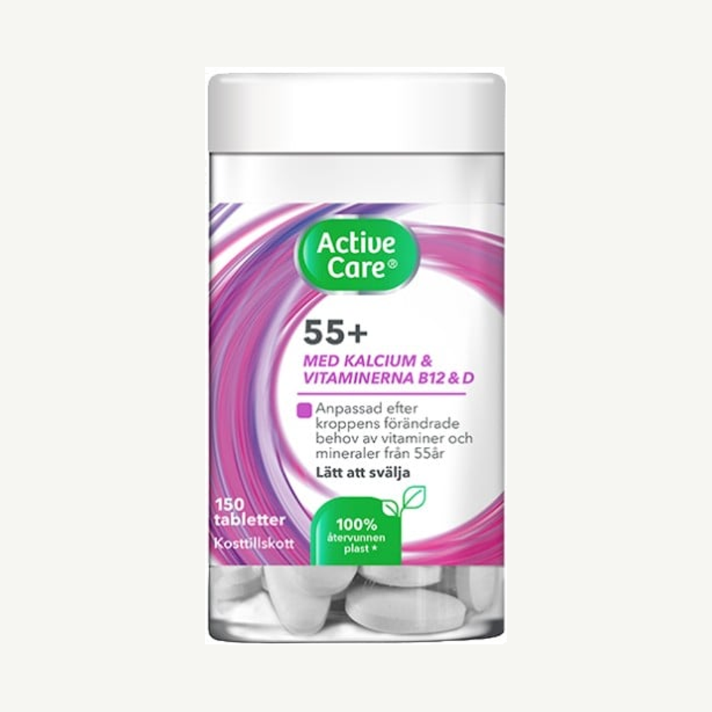 Förpackningen till Active Care 55+ 150 tabletter
