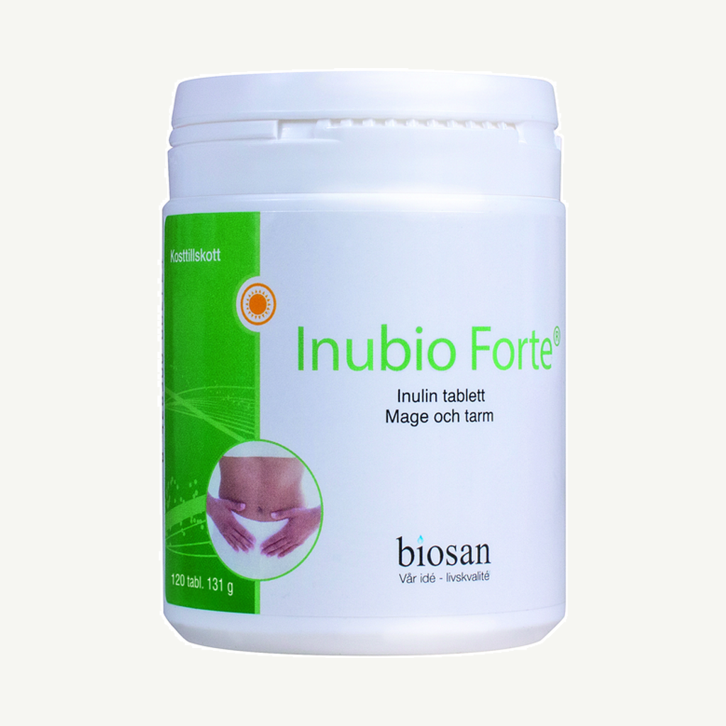 Förpackningen till Biosan Inubio Inubio Forte Mage & Tarm 120 tabletter