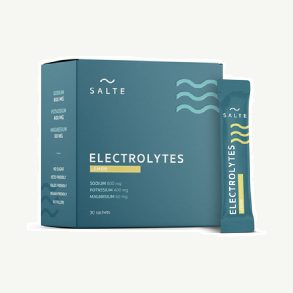 Förpackningen till Salte Elektrolyter Citron 30p